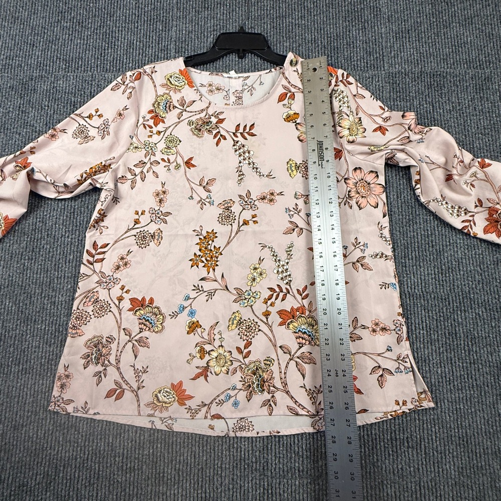 Maurices Womens XL Floral Long Sleeve Blouse Pink Botanical Button Cuff Top 3494 - Picture 4 of 10